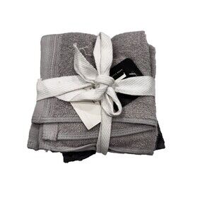 New Home Expressions Gray Crock Cotton Wash Cloths Set of 6